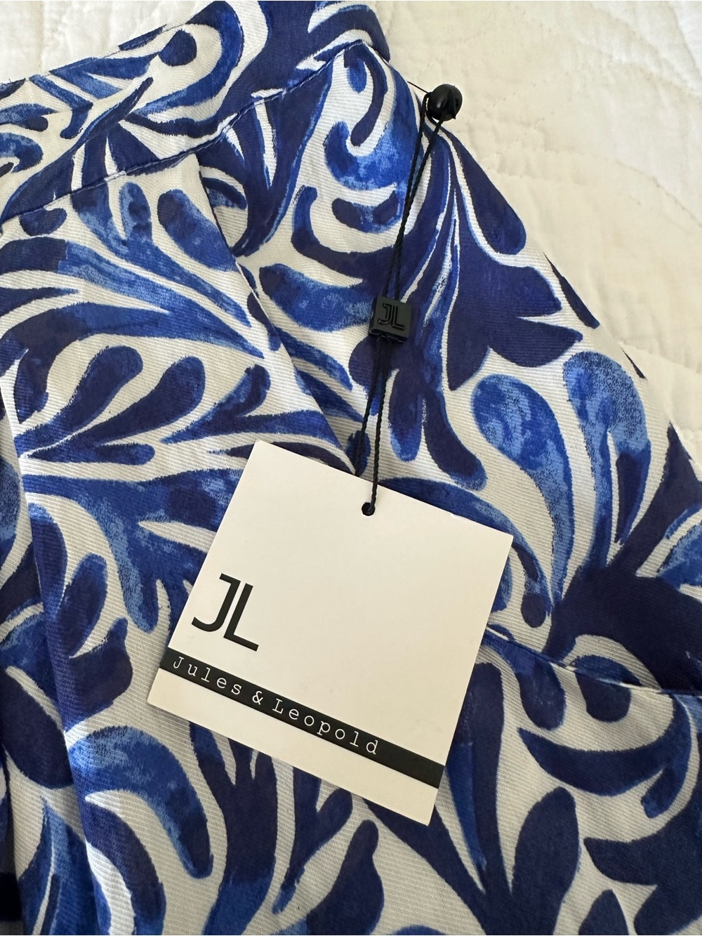NWT Jules & Leopold Blue & White Botanical Print Midi Skirt XL | Pockets - Picture 4 of 15